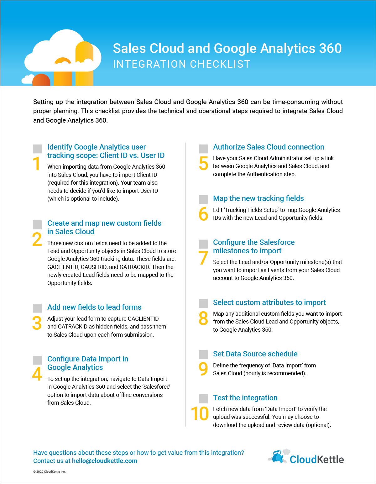 Sales Cloud and GA360 Integration Checklist