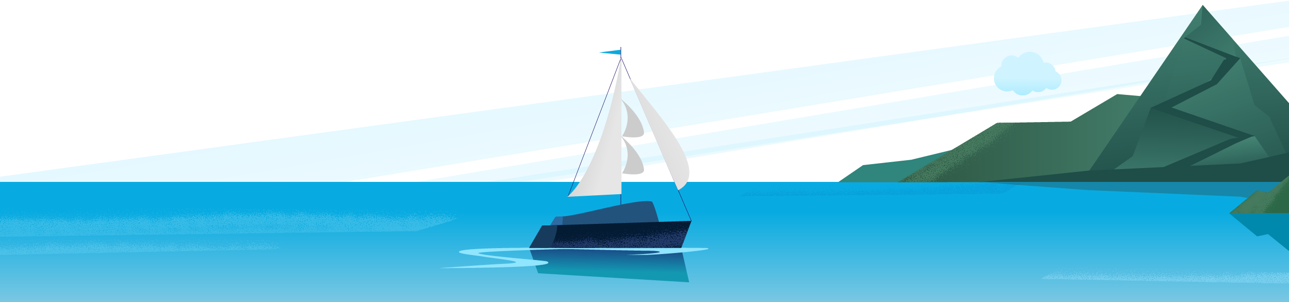 CloudKettle sailboat approaching an island