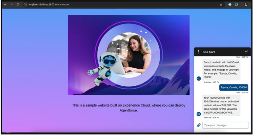 Agentforce Sample Website